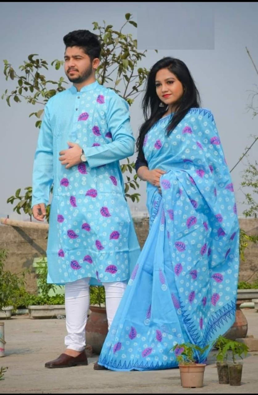 প্রিয়জনের সাথে মিলিয়ে ট্রেন্ডি শাড়ি-পাঞ্জাবি!